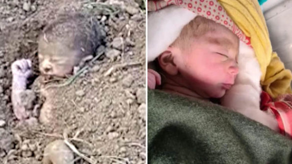 Newborn baby pulled out of the ground after being buried alive on farm