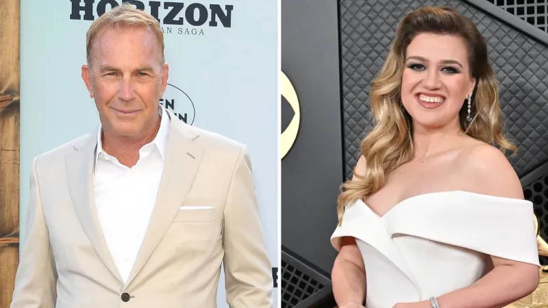 Kelly Clarkson and Kevin Costner