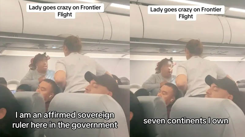 The passenger was on a Frontier flight from San Diego to Los Angele